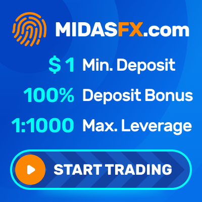 MidasFX - $1 Min Deposit, 100% Deposit Bonus, 1:1000 Leverage